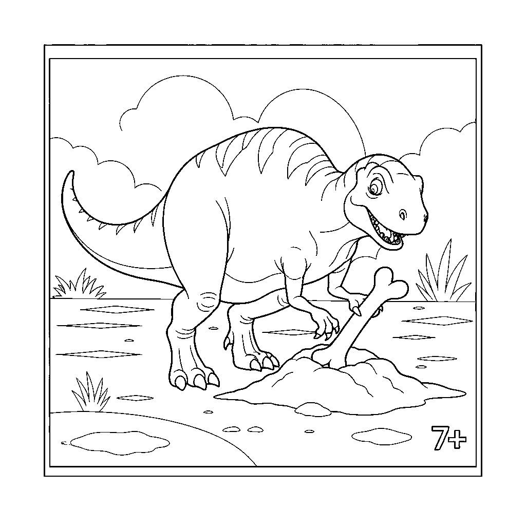 Dino Discovering a Fossil