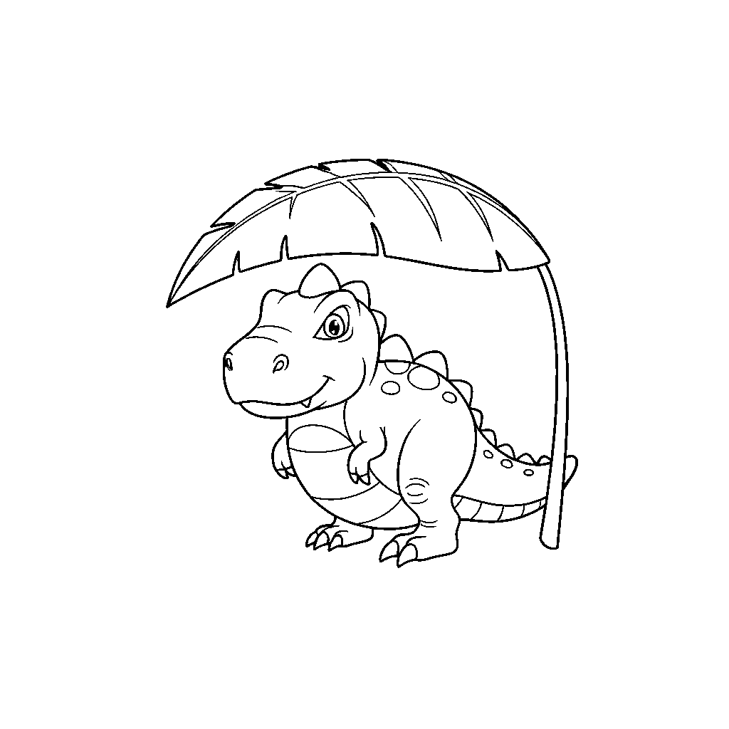 Dino sur une Berge Pluvieuse
