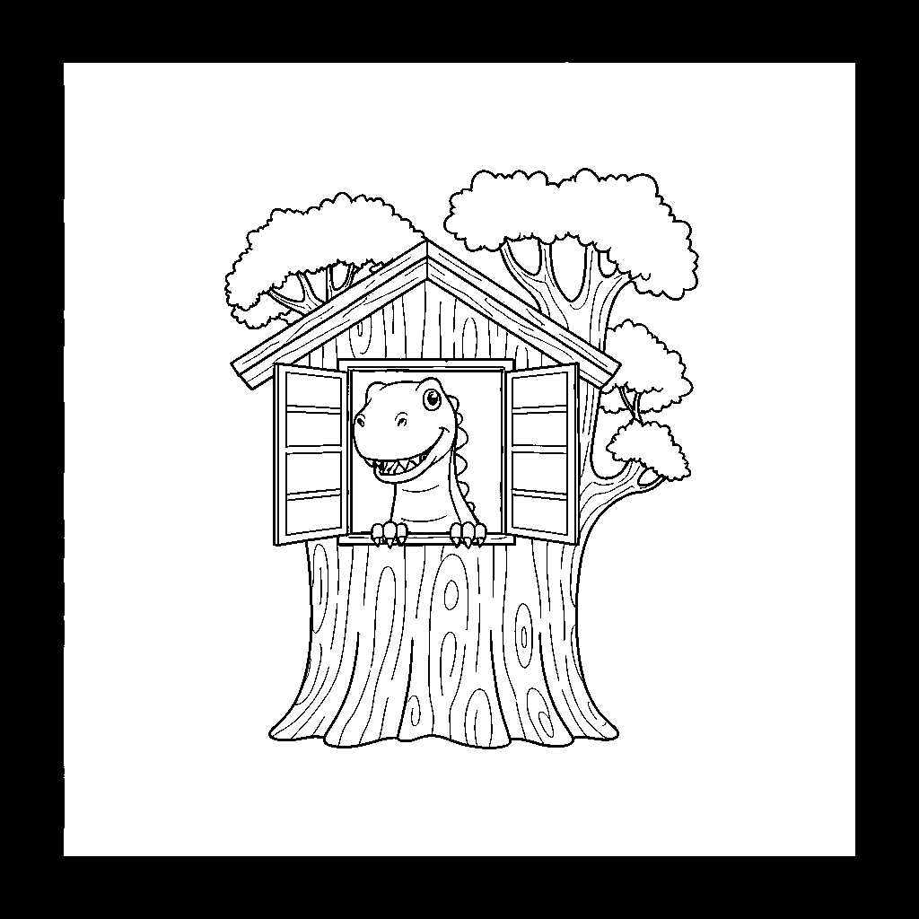 Dinosaur dans une Aventure dans une Cabane dans les Arbres