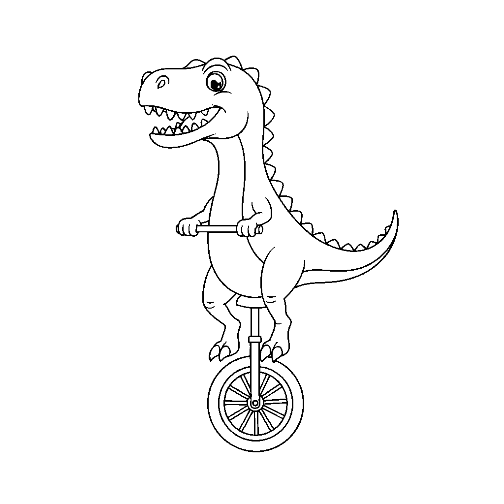 Dinosaurio Montando un Monociclo