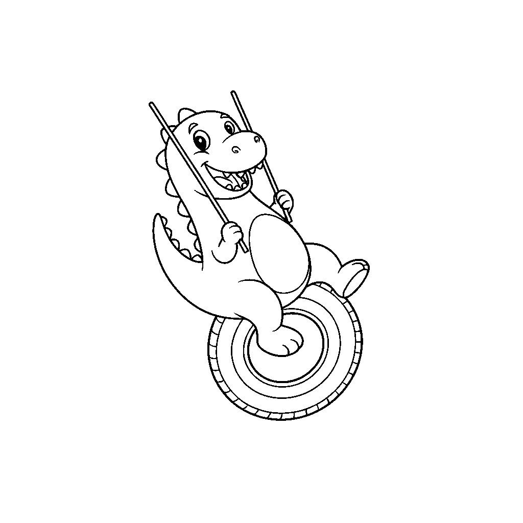 Dinosaur Swinging on a Tire