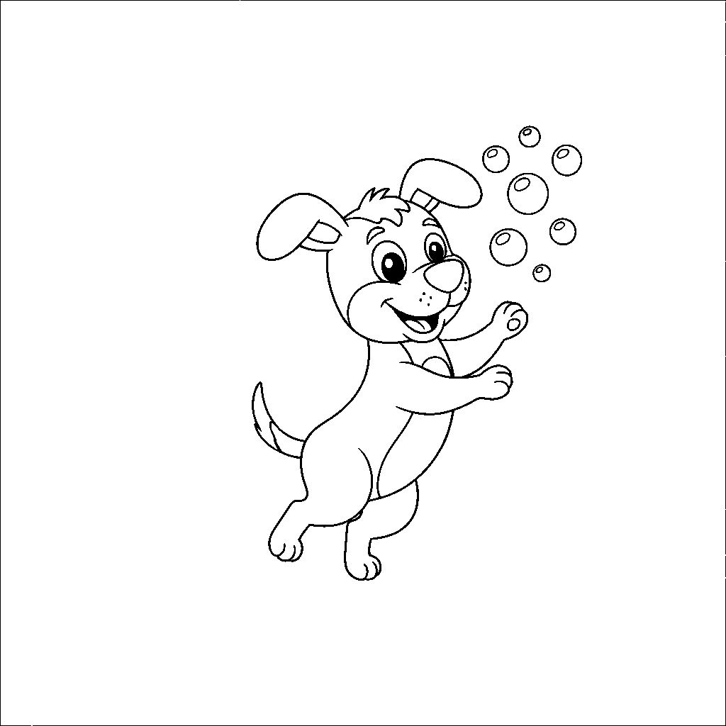 Eager Dog Catching Bubbles