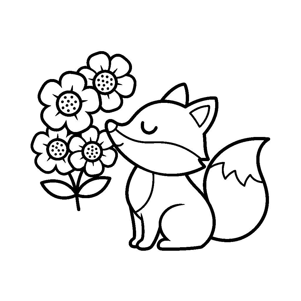 Nieuwsgierige Vos Bij Bloemenperkje