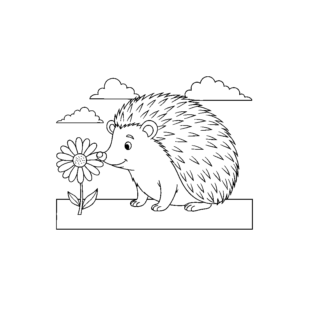 Neugieriger Igel zwischen Gänseblümchen