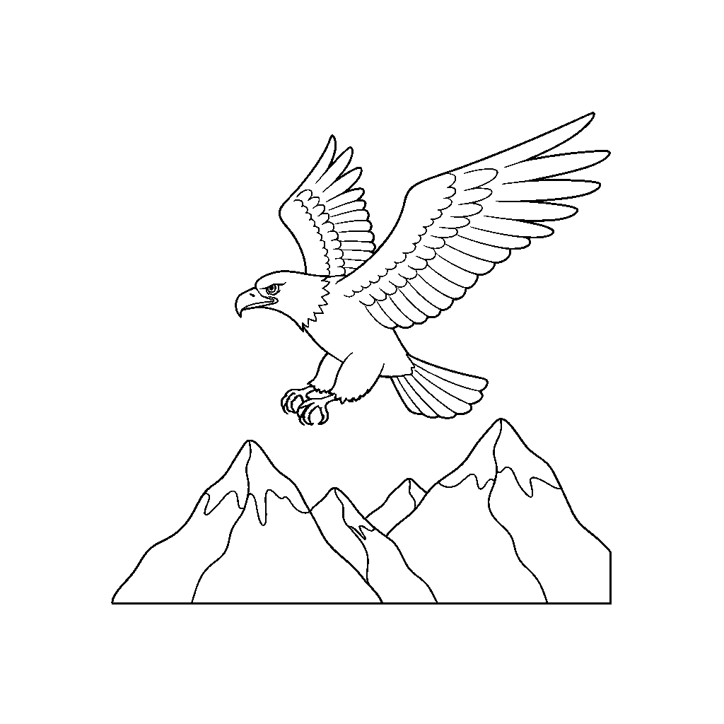 Eagle Soaring Over Mountains