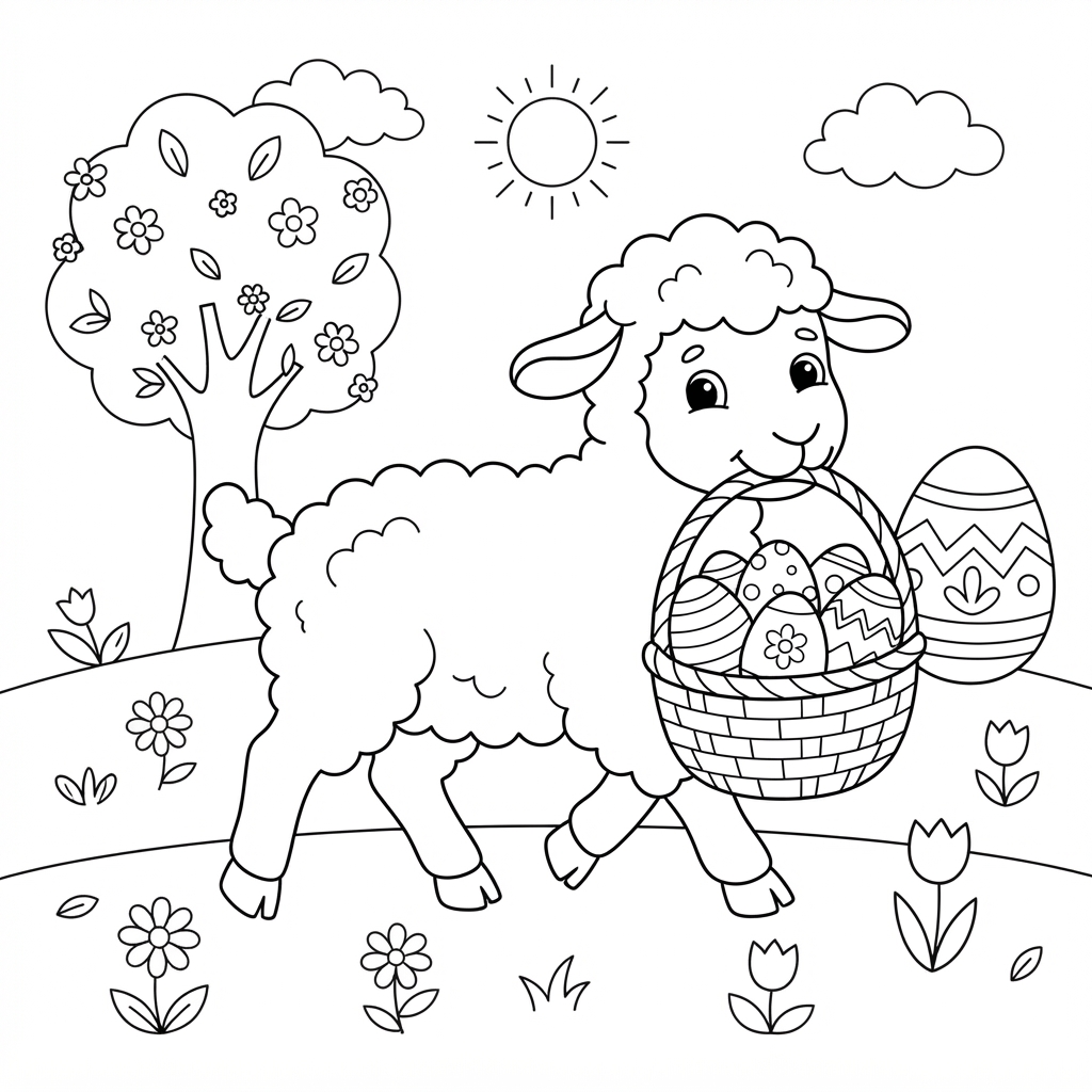 Lamb Carrying an Easter Basket