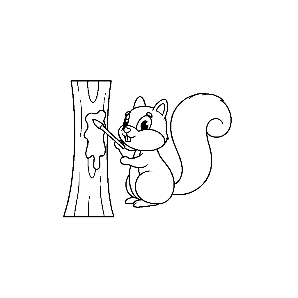 Ausgefallenes Eichhörnchen mit Pinsel
