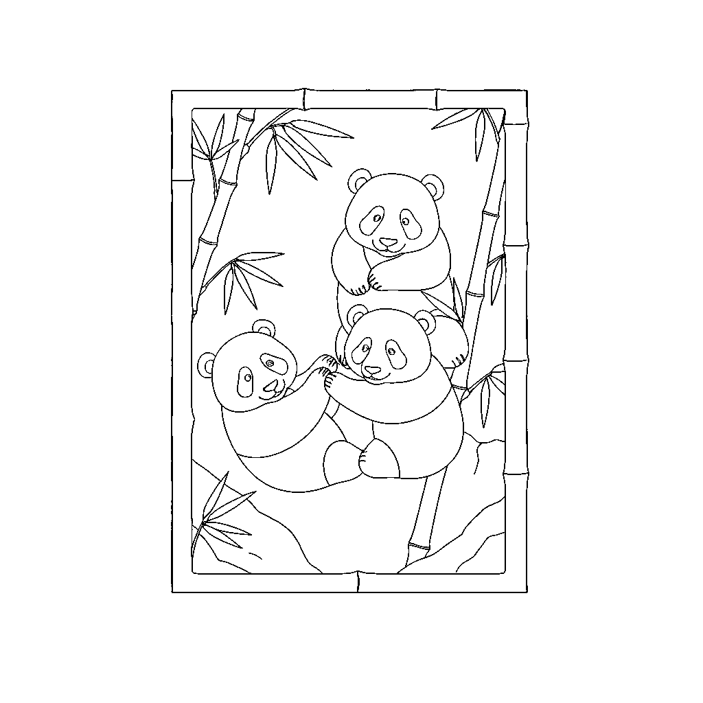 Elegant Pandas in Bamboo Grove