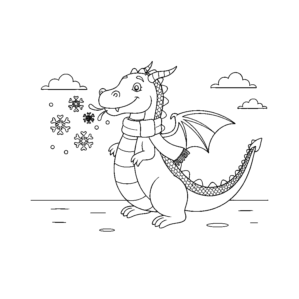 Festive Dragon with Snowflakes