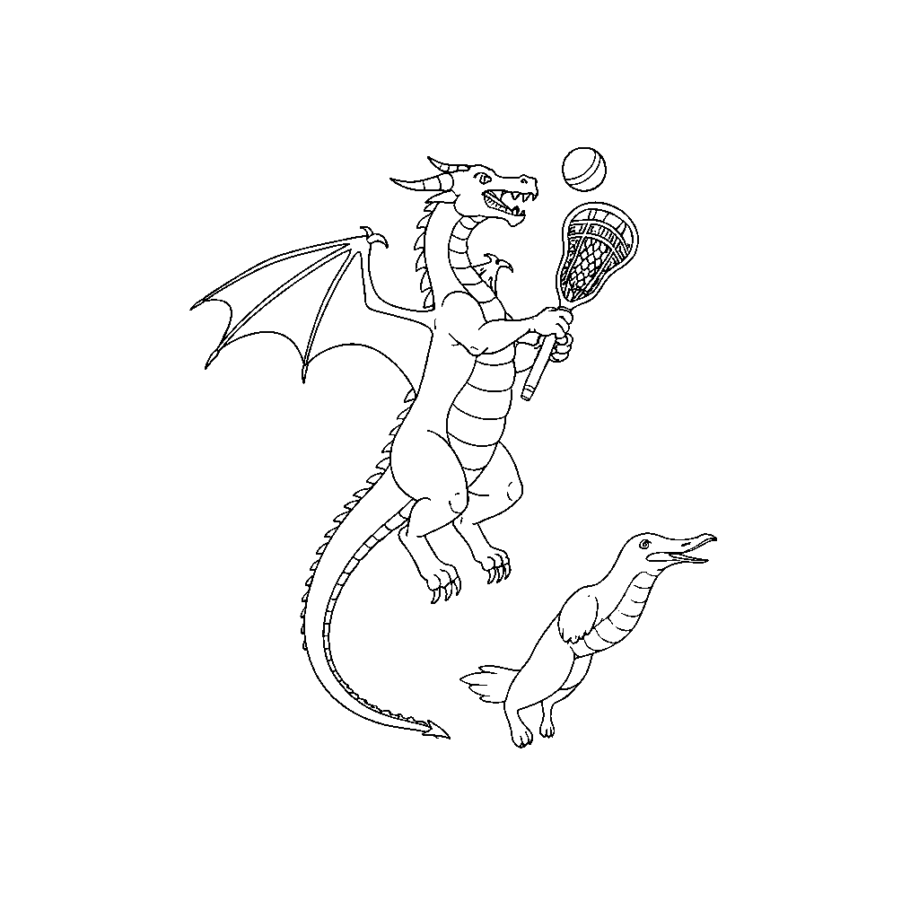 Fierce Dragon Playing Lacrosse