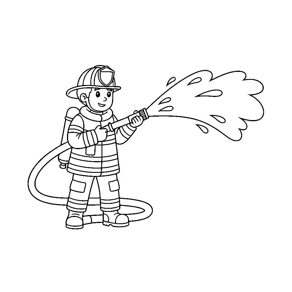 Feuerwehrmann mit Schlauch