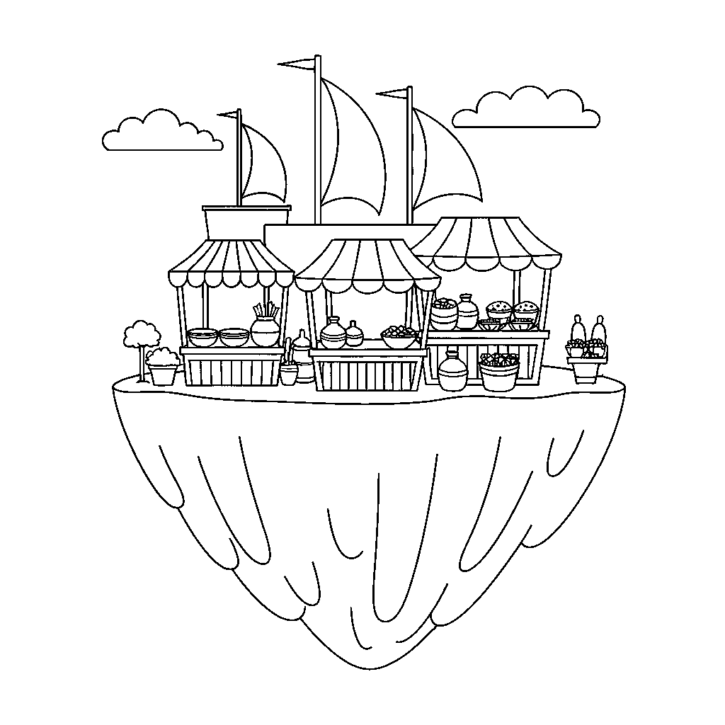 Floating Island Market Scene