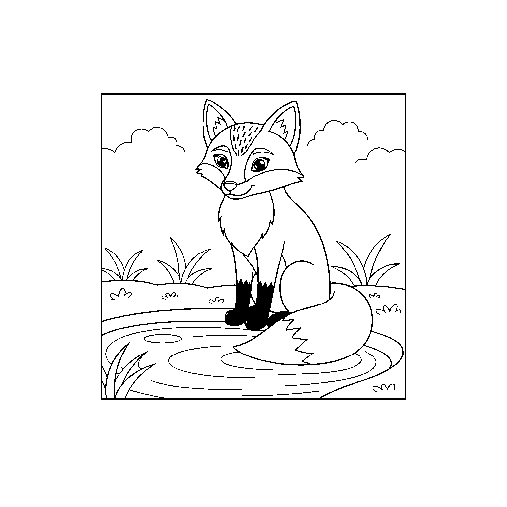 Fox Watching Over Rippled Pond