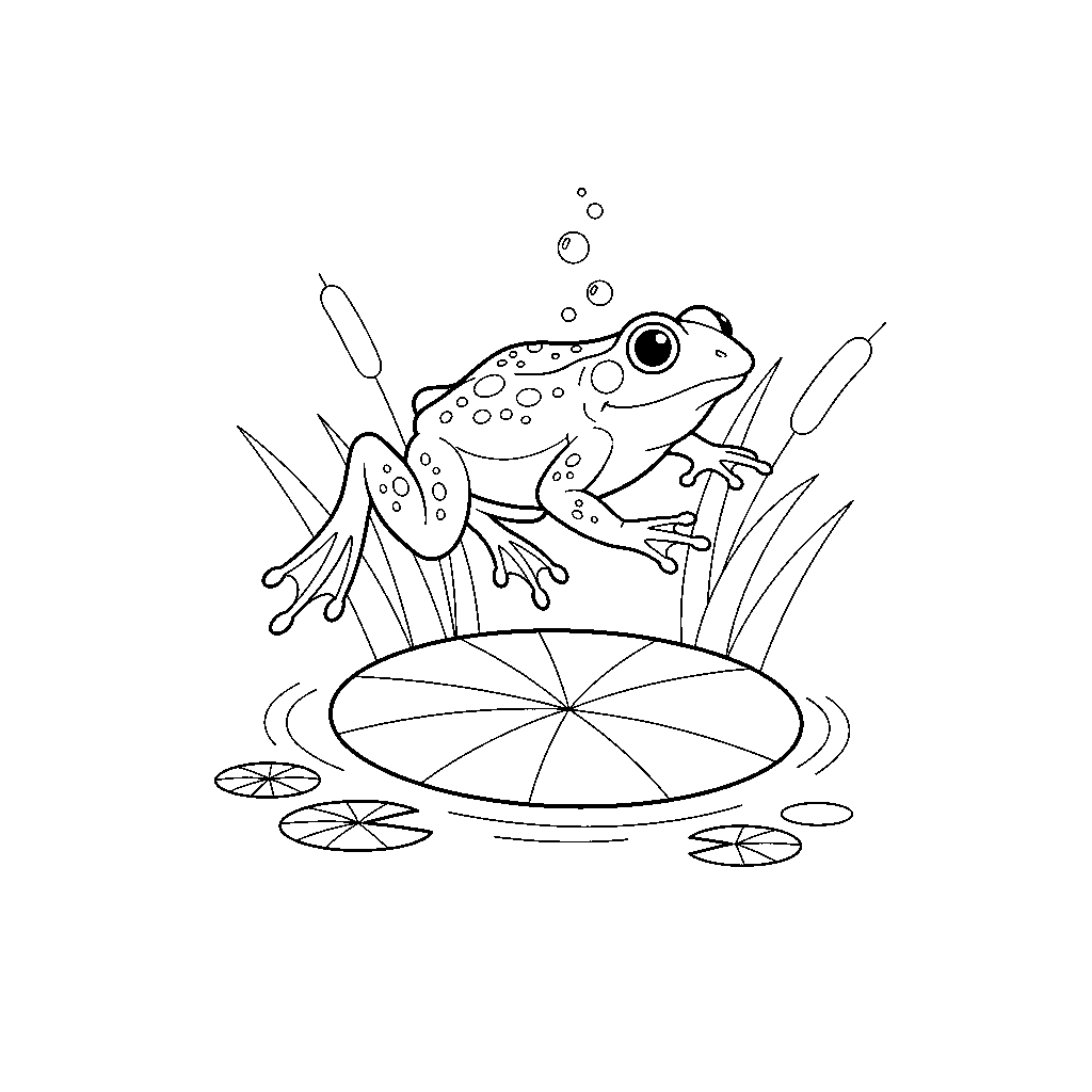 Grenouille Sautant au-dessus d'un Étang