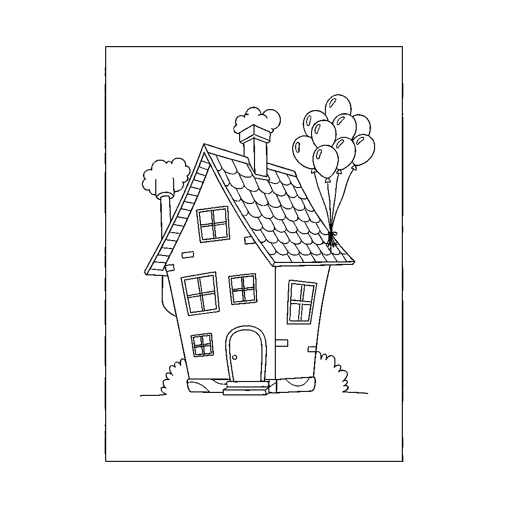Funky House Surrounded by Balloons