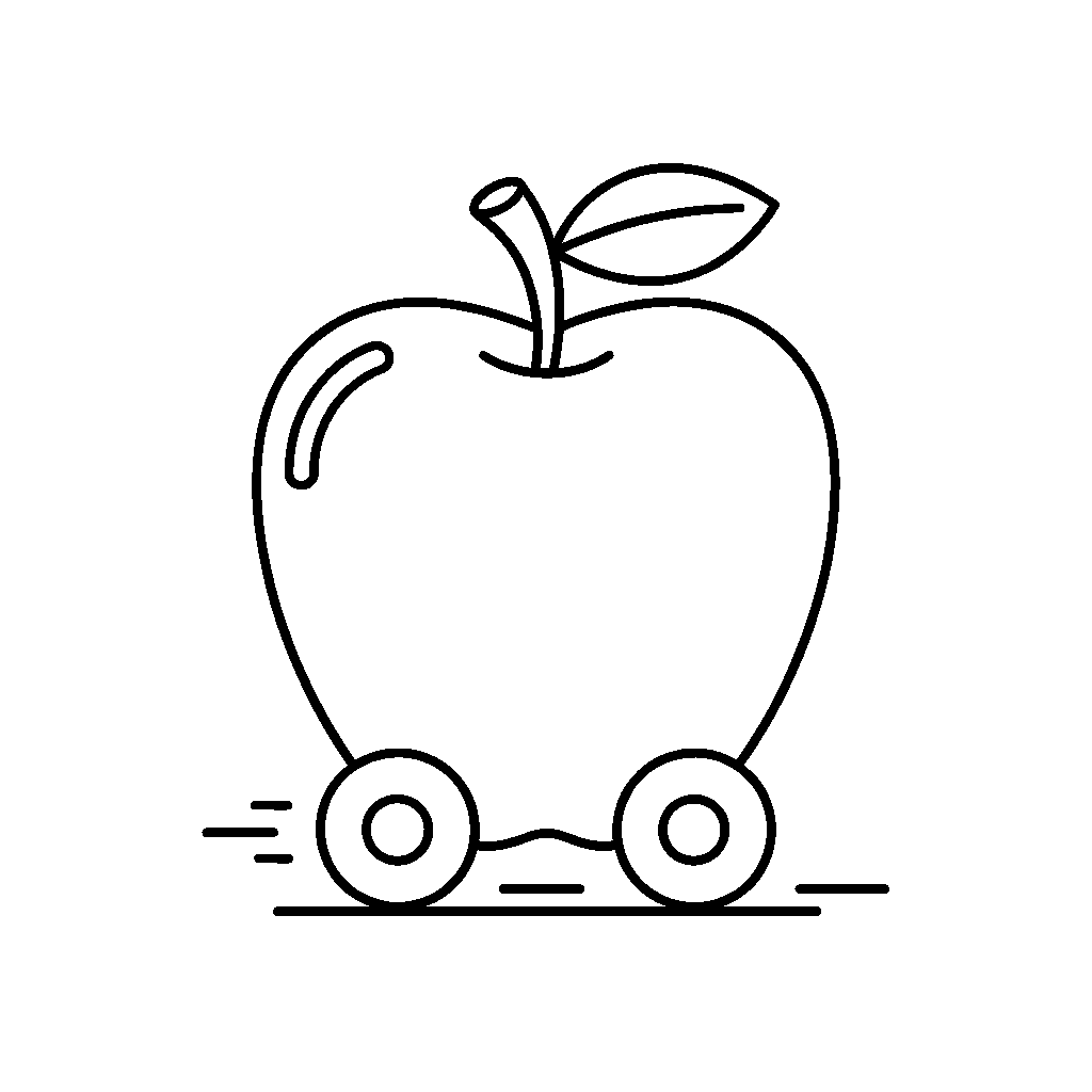 Giant Apple on Roller Skates