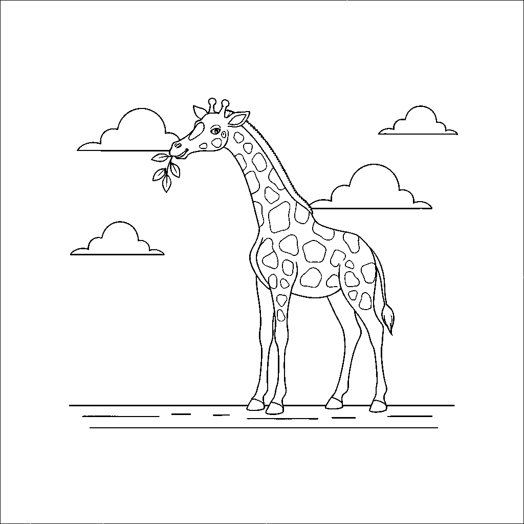 Giraffe Eating from Tall Tree