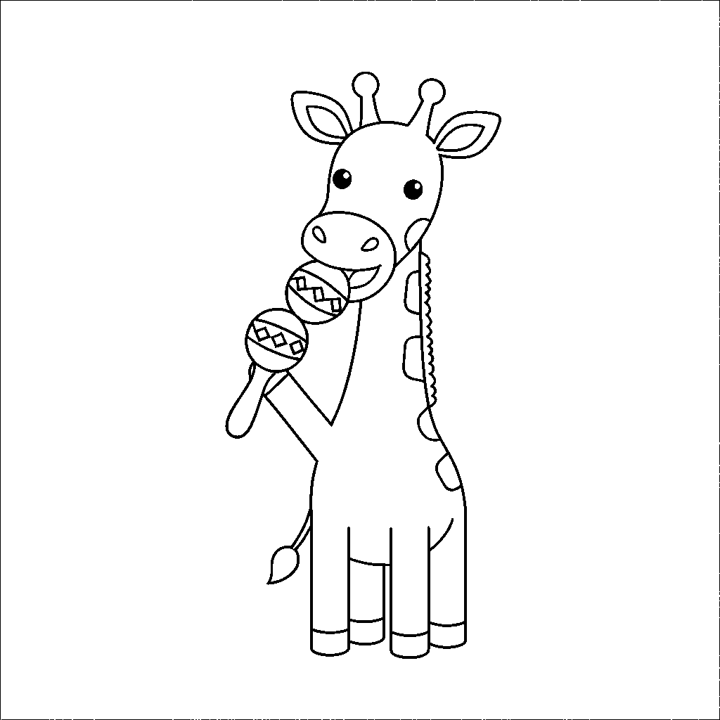 Giraffe met een Maraca