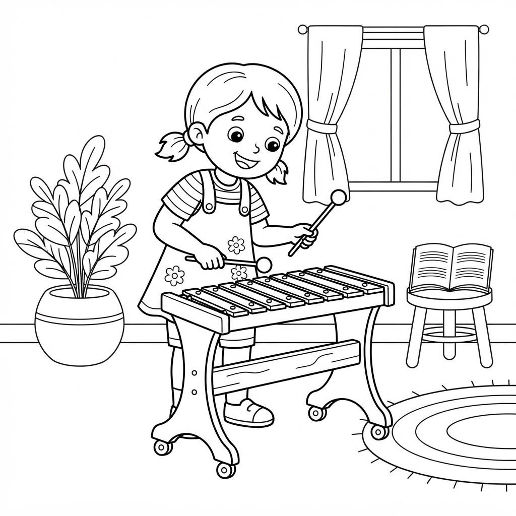 Girl Playing a Xylophone