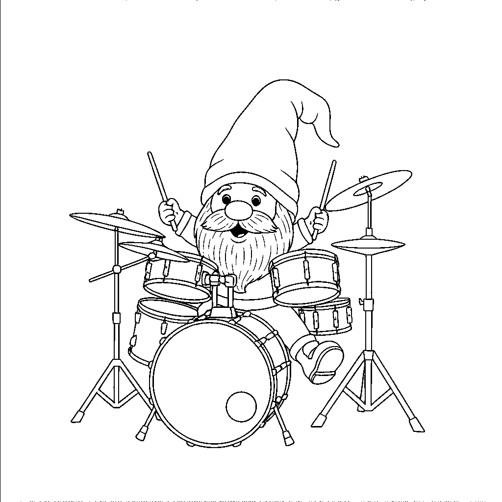 Gnomo Tocando un Taburete de Batería