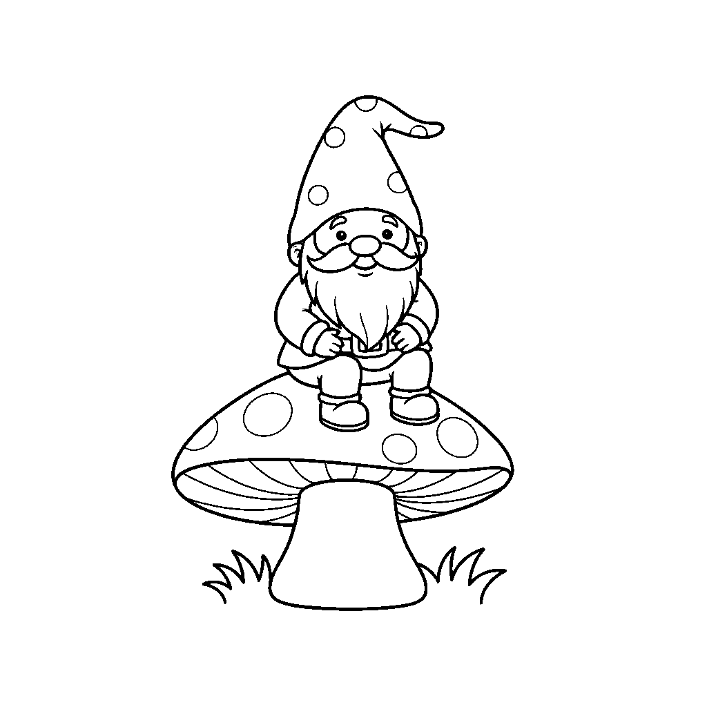 Gnome with Flowering Mushroom