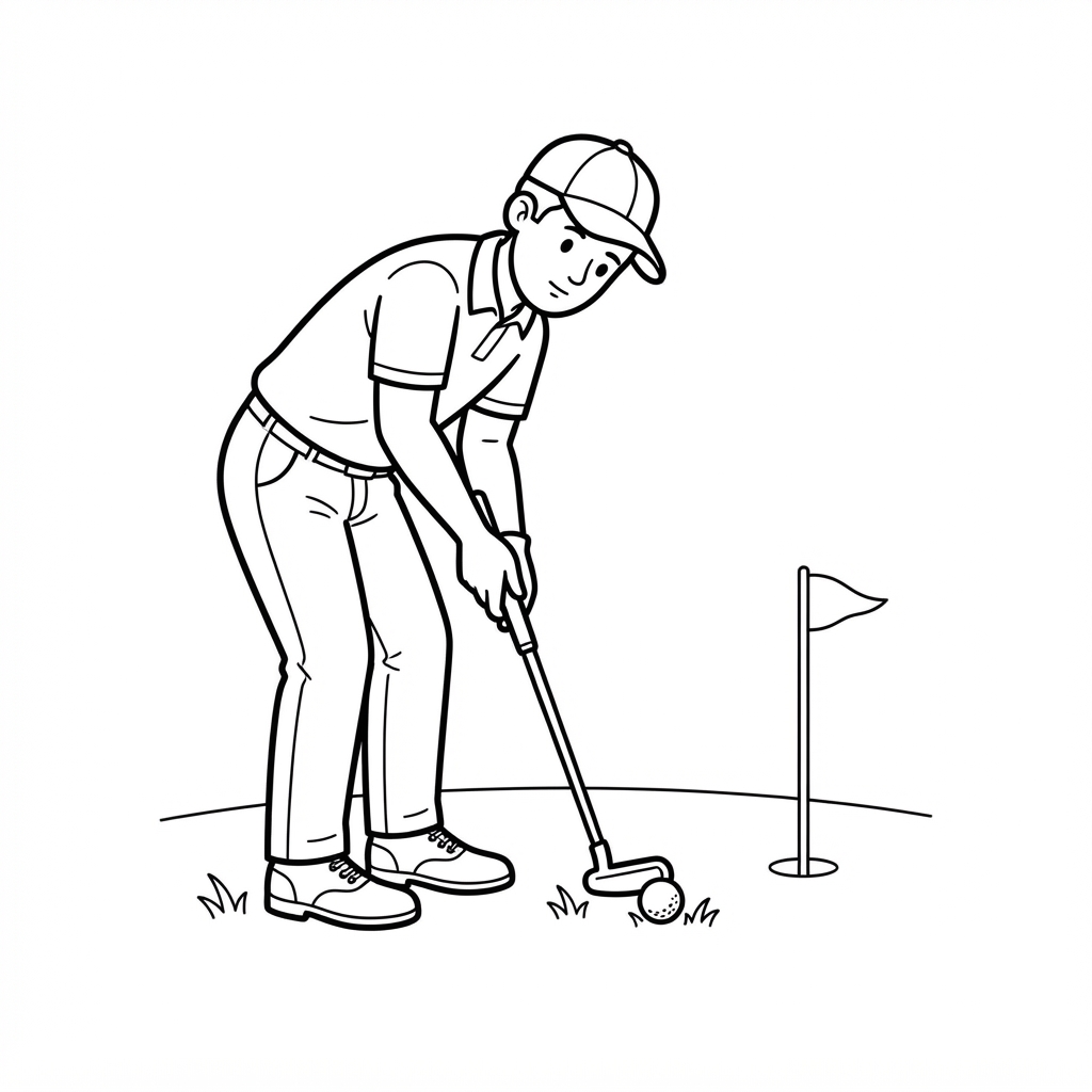 Golfer Putting a Ball