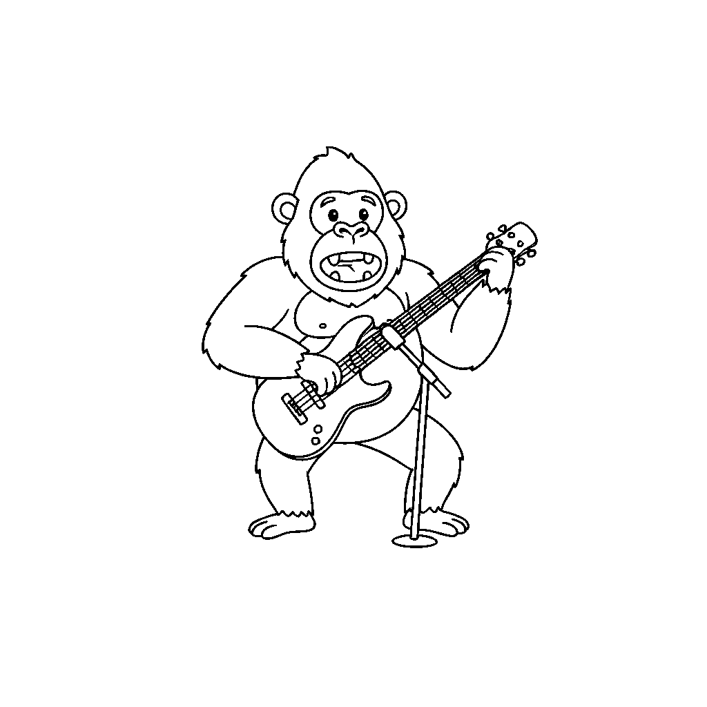 Gorilla Playing an Electric Guitar