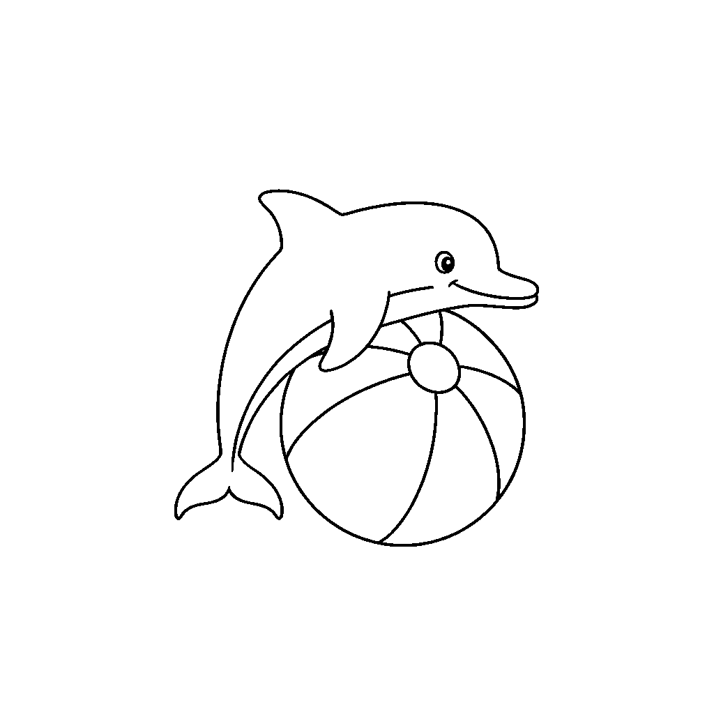 Golfinho Gracioso Nadando ao Lado de uma Bola