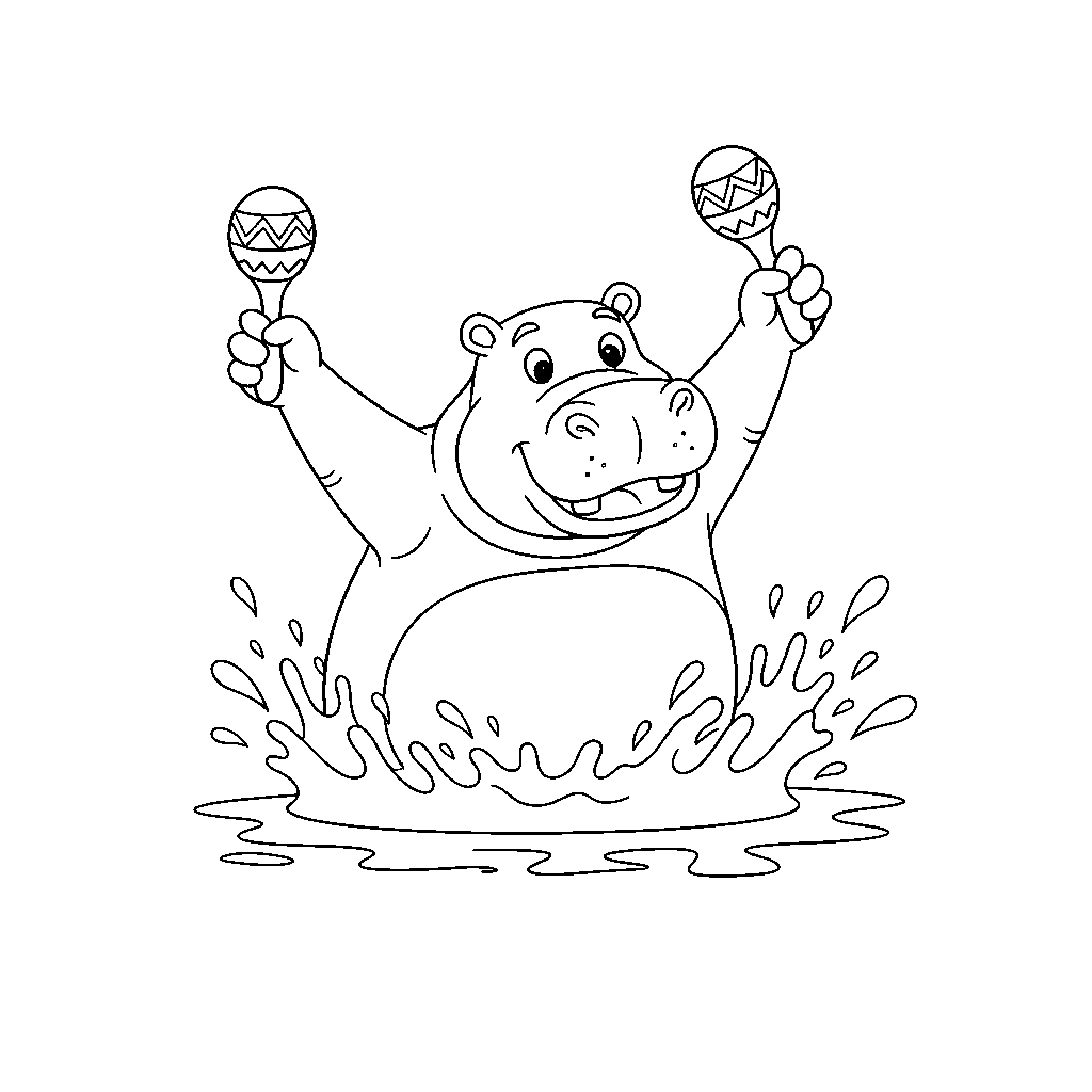 Hippo Wading with Maracas