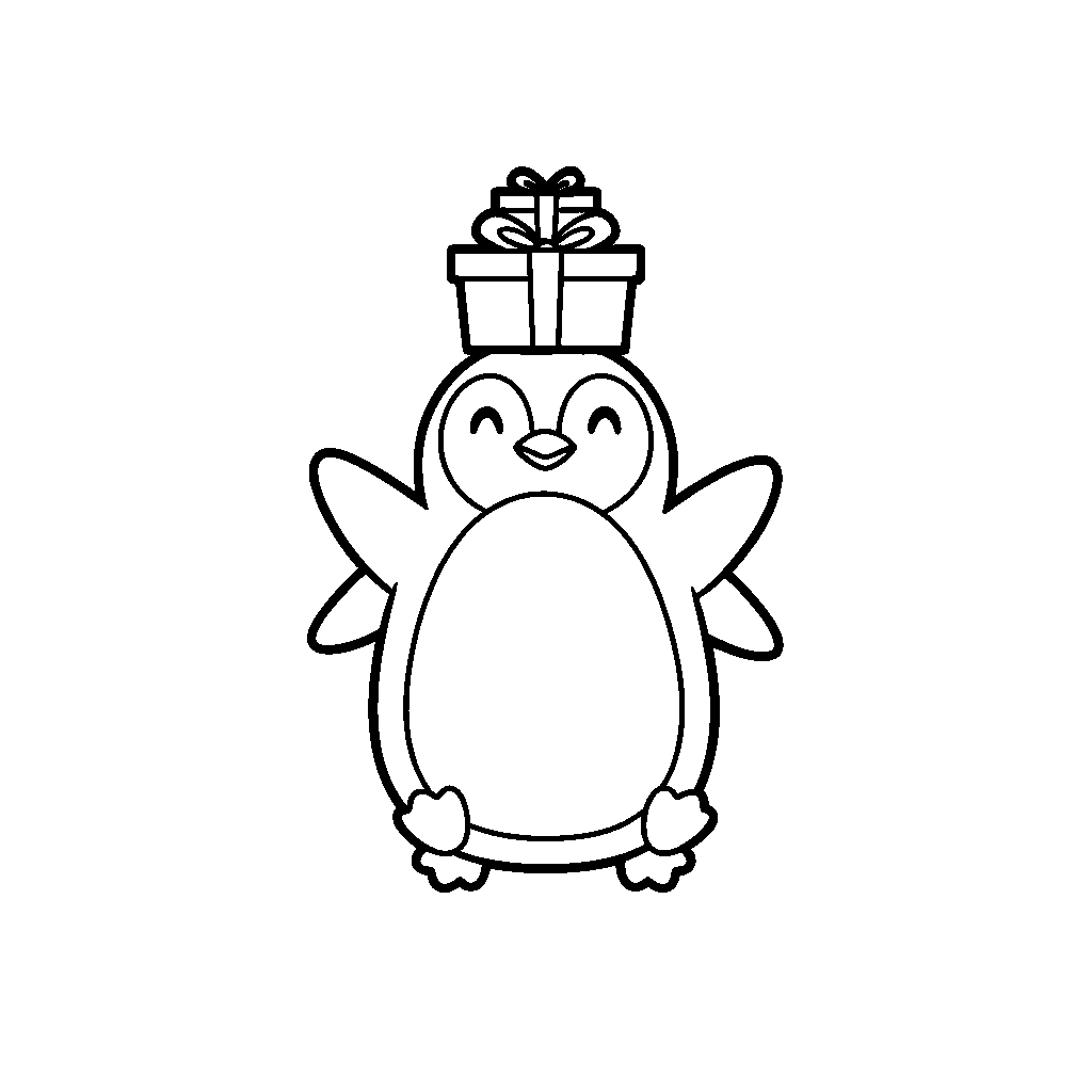 Świąteczny pingwin z prezentami