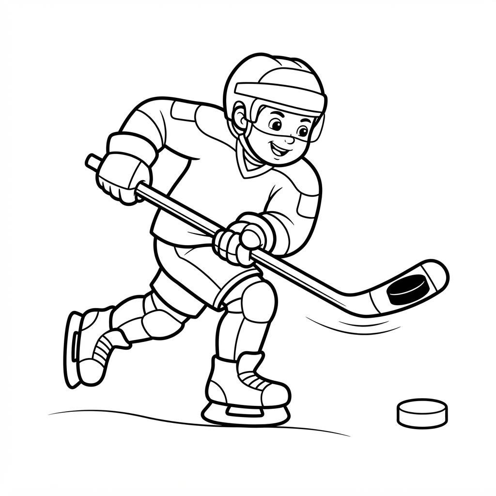 Ice Hockey Player Shooting a Puck