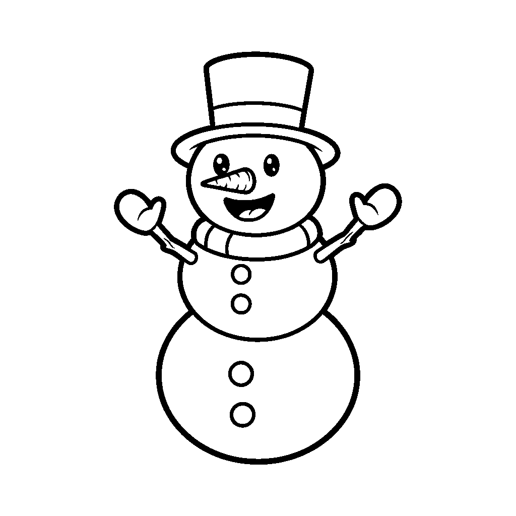 Jolly Snowman Waving at Friends