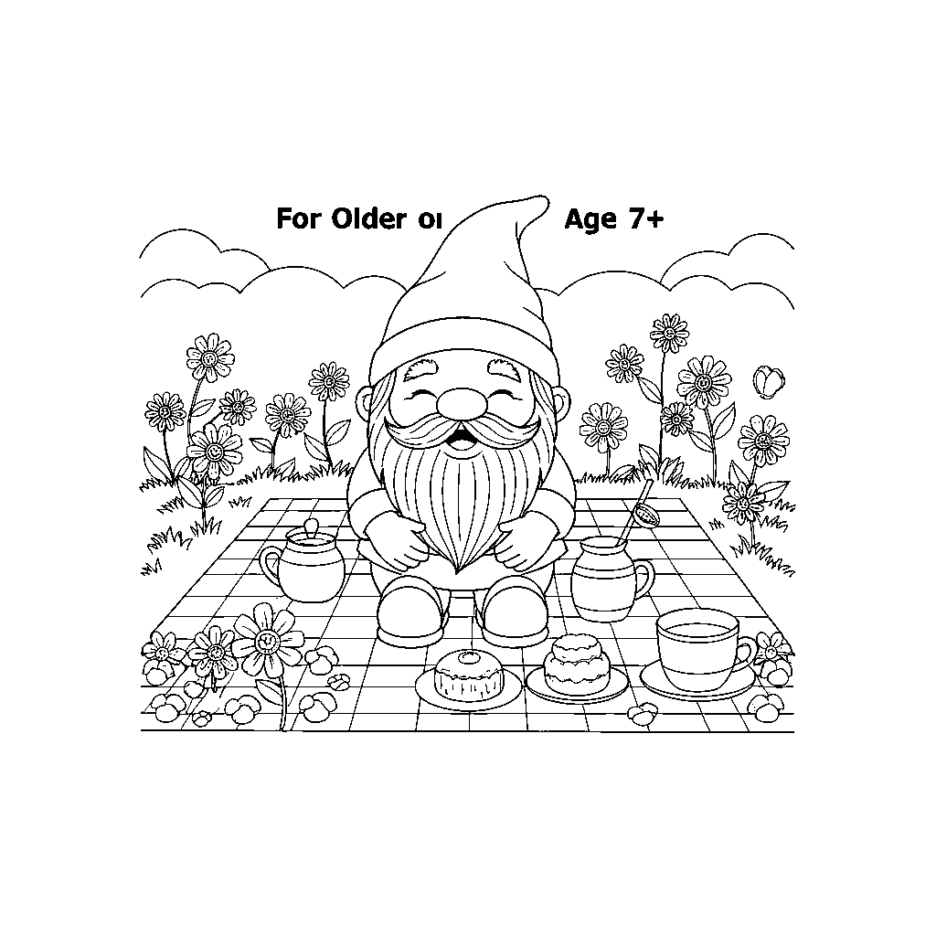 Joyful Garden Gnome Picnic