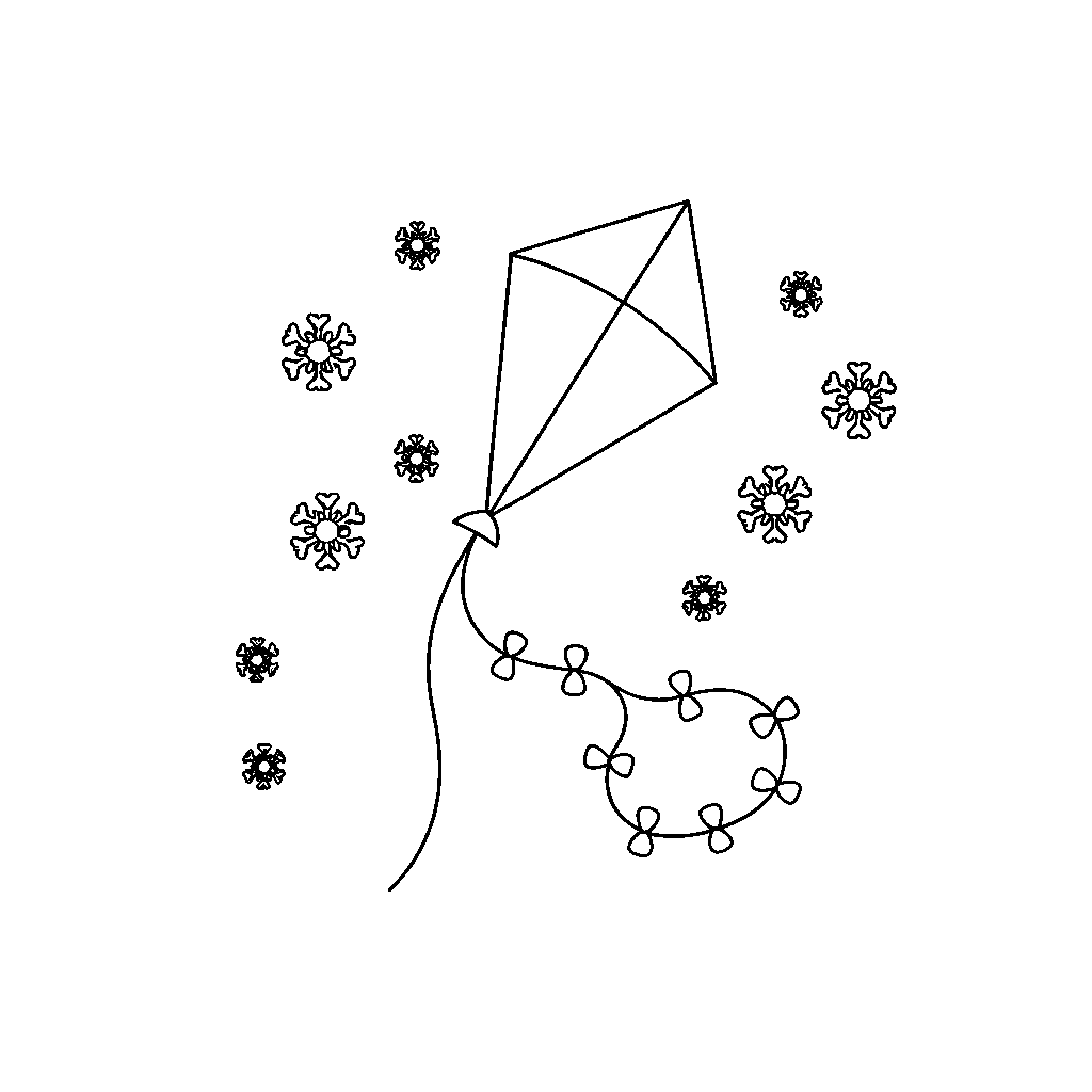 Kite Flying with Snowflakes