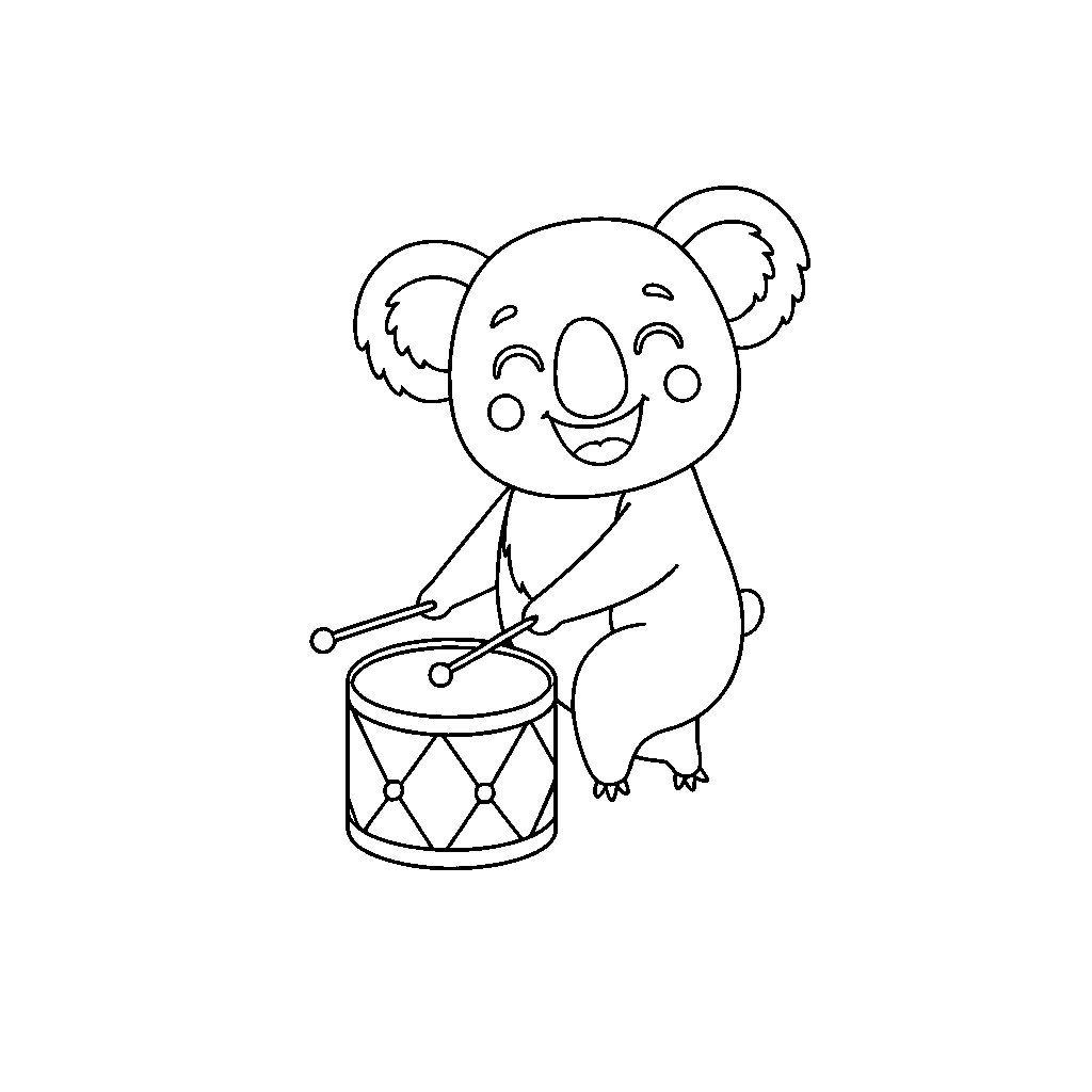 Koala Hoppar på en Trumma