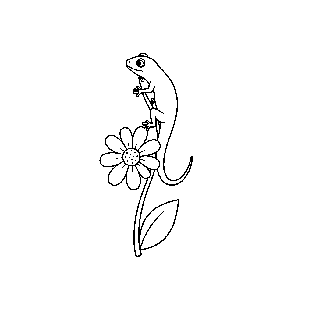 Hagedis Die de Bloemsteel Beklimt