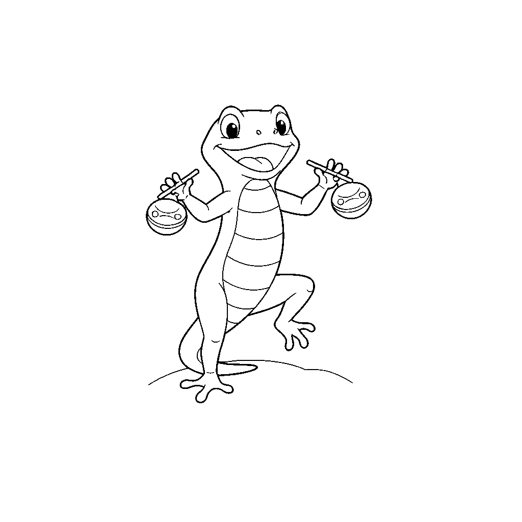 Eidechse tanzt mit Kastagnetten