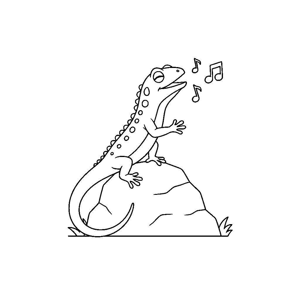 Lizard Singing on a Rock