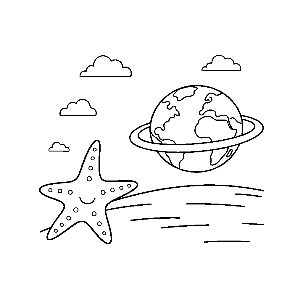 Lone Starfish Floating in Space