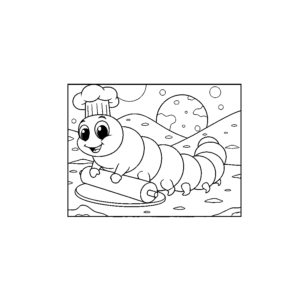 Martian Caterpillar Baking Cosmic Cookies