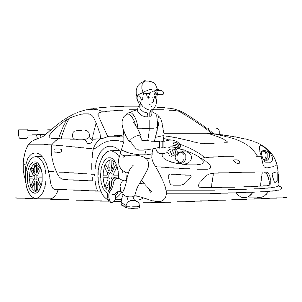 Mechanic Fixing a Race Car