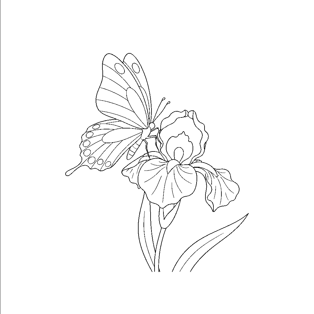 Melodic Iris with a Butterfly