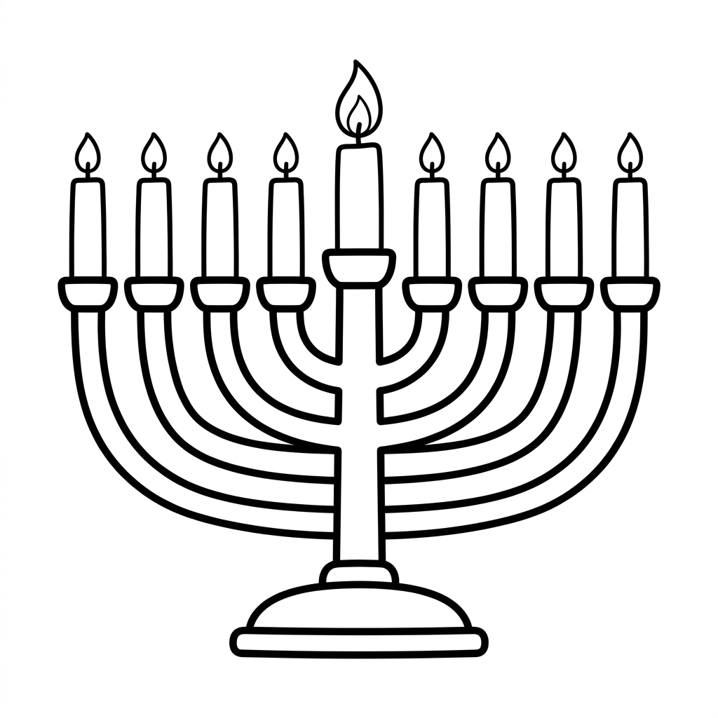 Menorá con una vela encendida