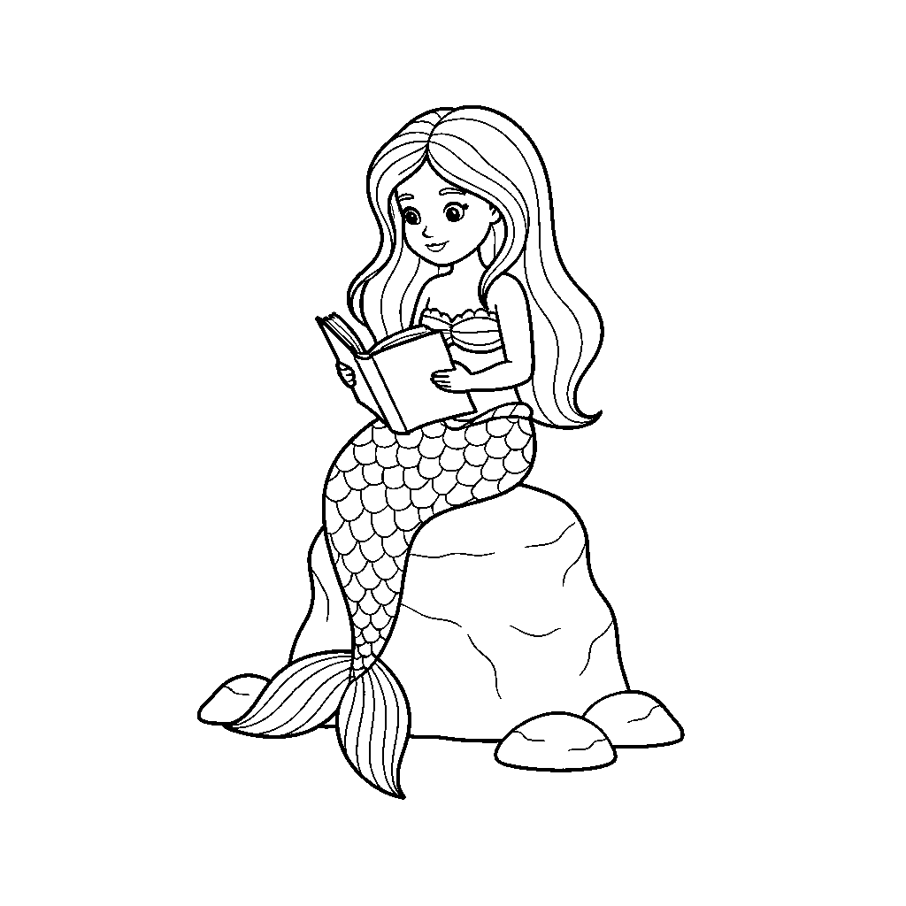 Mermaid Reading Underwater