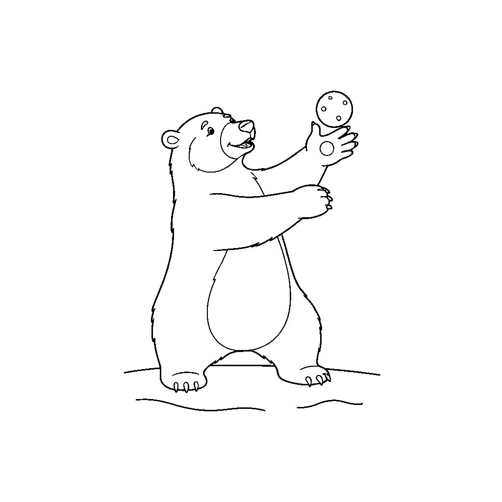 Ours Polaire Joyeux dans une Bataille de Boules de Neige