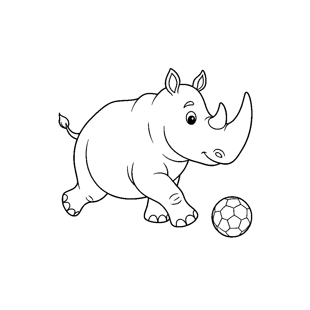 Mighty Rhino Kicking a Soccer Ball