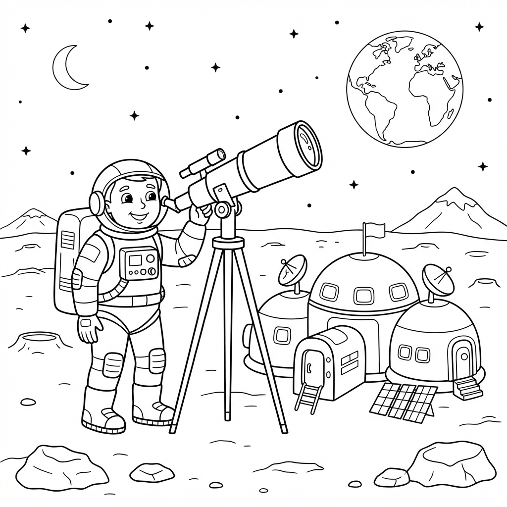 Astronaut Using a Telescope