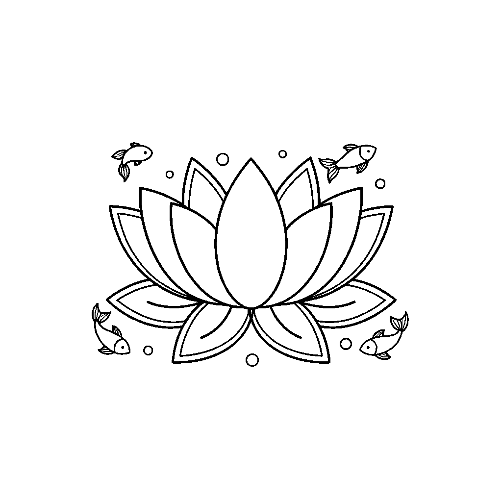 Mystical Lotus with Floating Fish