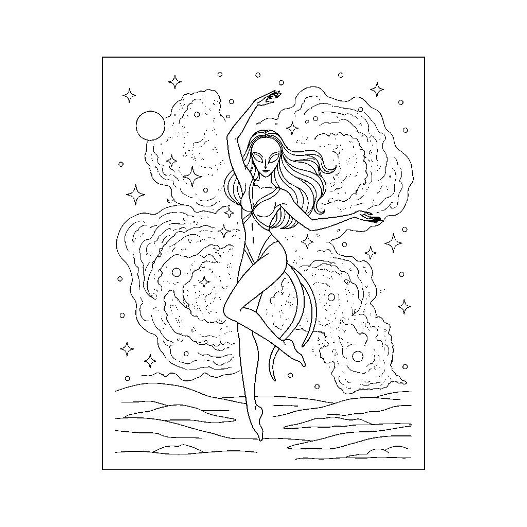 Danseuse de Nebuleuse Tourbillonnant Parmi les Étoiles