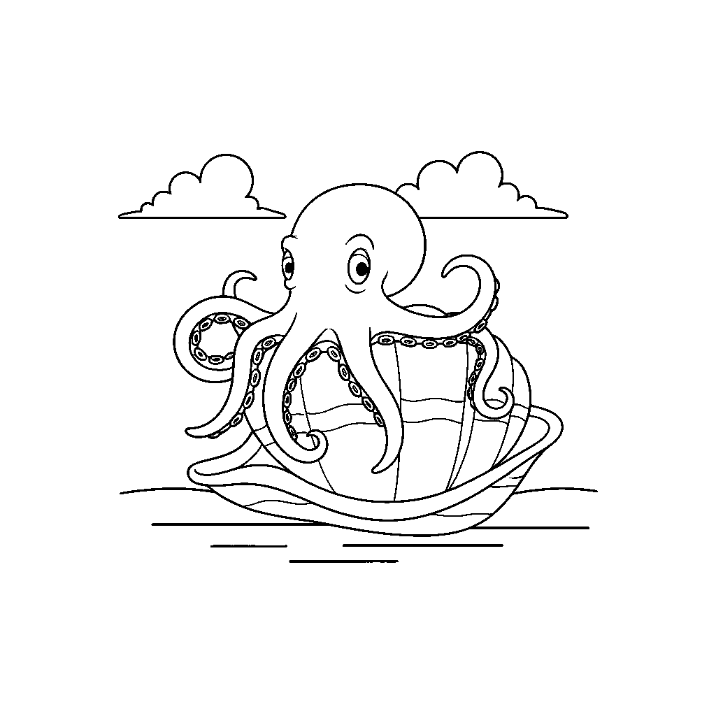 Octopus on a Seashell Throne